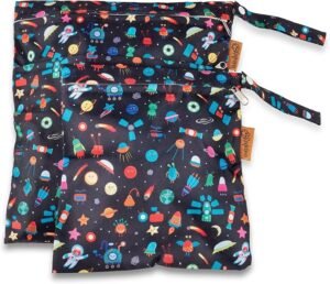 Pack 2 Bolsa Impermeable de Guardería para pañales de Bebe, Muda y Bañadores Mojados, MARCA BEBESAR