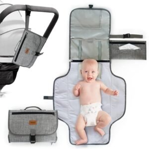 Cambiador Bebe Portatil Impermeable y Plegable - Acolchado Para Viaje (Oxford Gris)